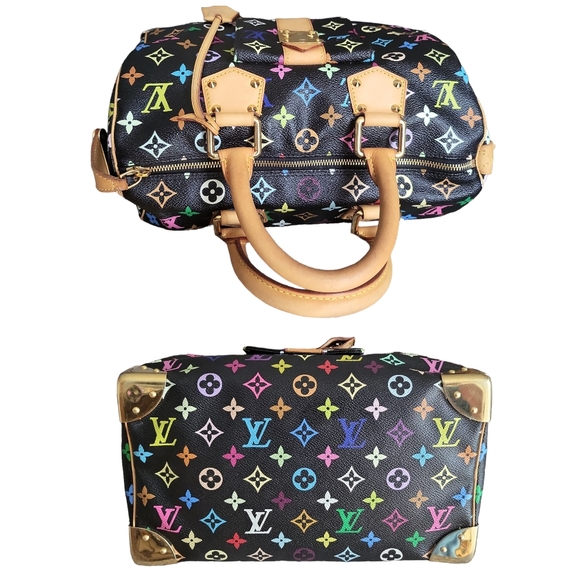 🔥SOLD🔥LOUIS🌻VUITTON Takashi MURAKAMI Black Monogram Multicolore Speedy 30 - Picture 9 of 17